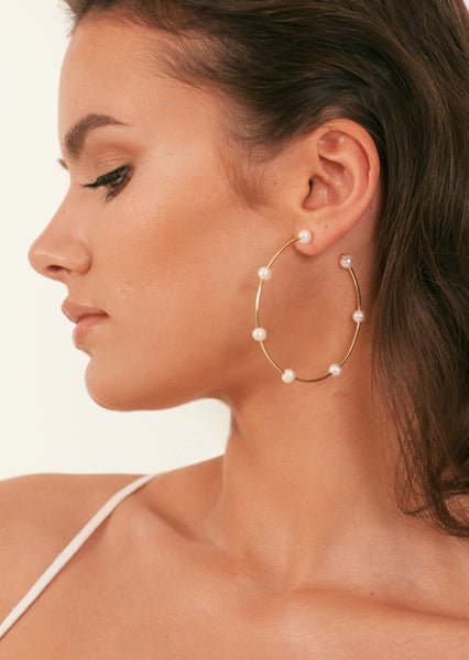 LOLA gold rhinestone ball earrings