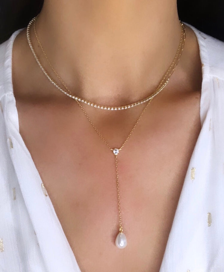 Pearl Lariat Layering Necklace
