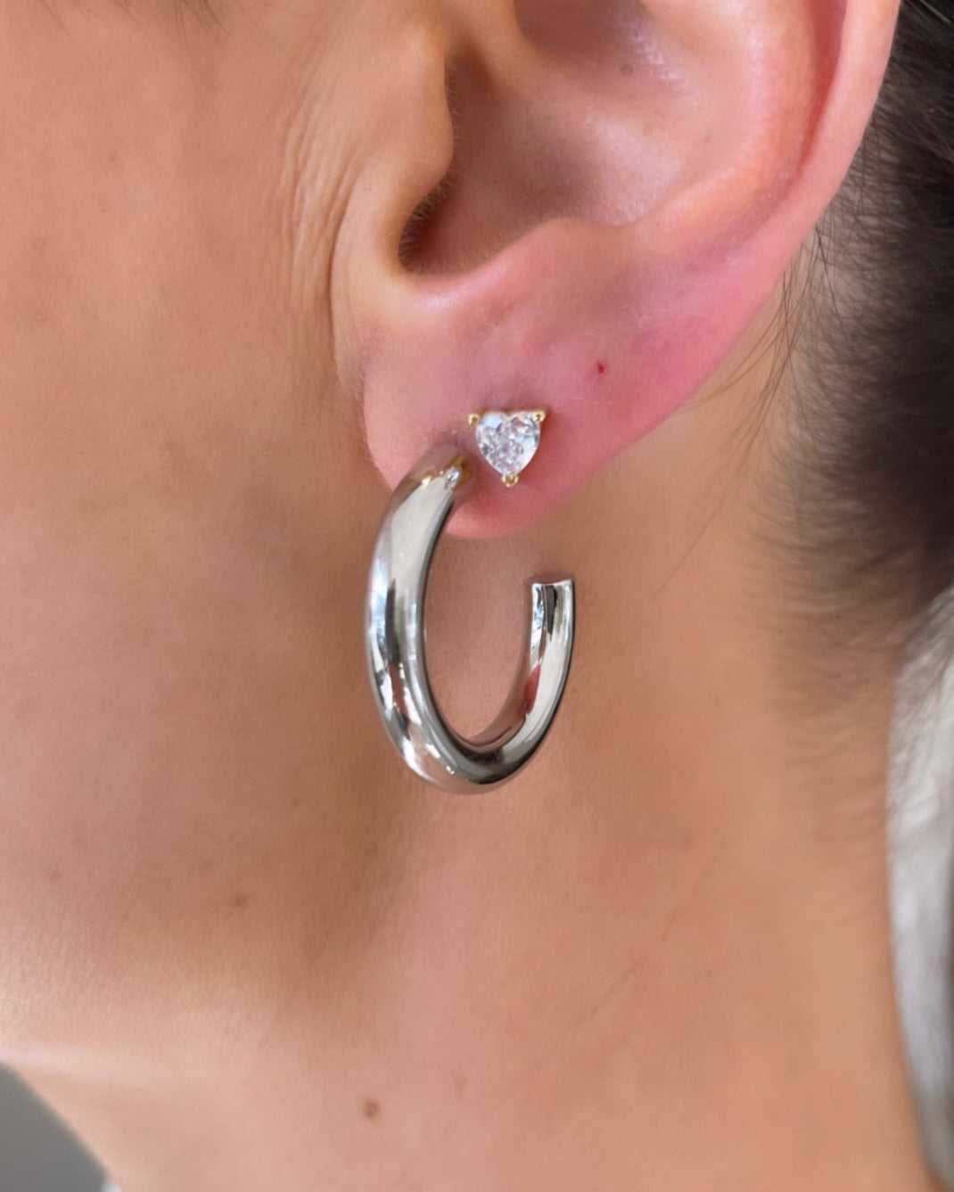 Sale - Large Chunky Silver Hoops