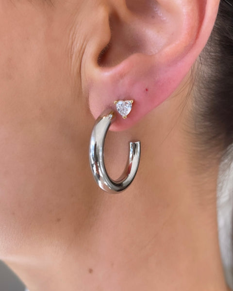 Large chunky clearance silver hoop earrings