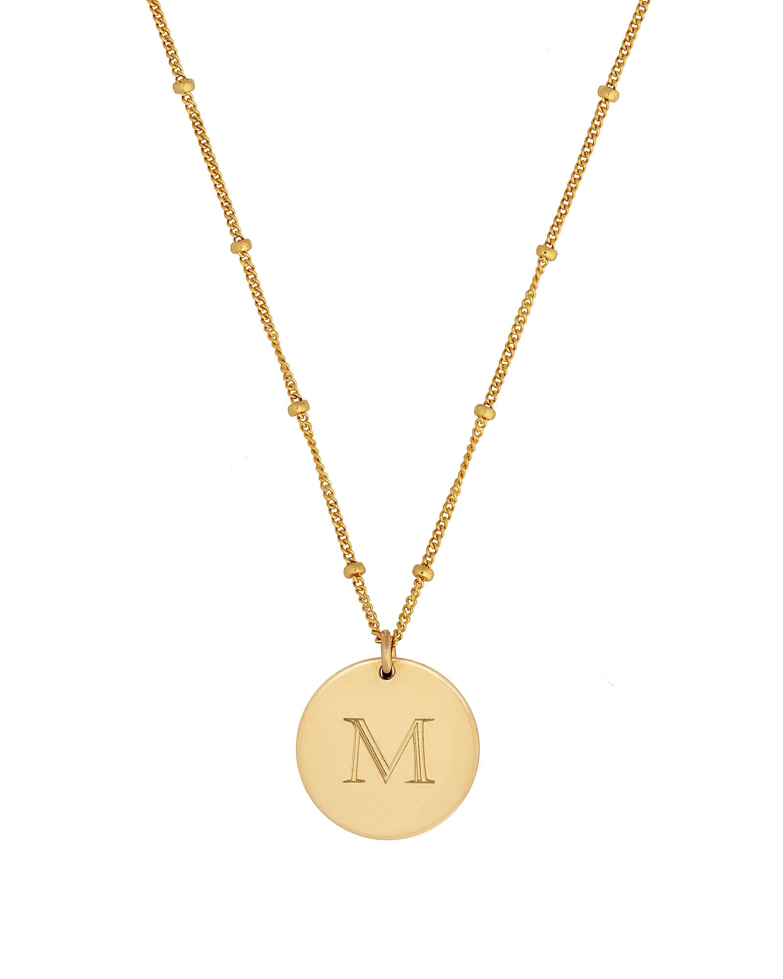 Engravable Disc Necklace on satellite chain