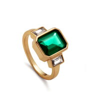 Emerald Cut Vintage Ring, Green & Clear