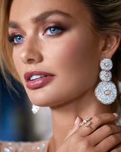 White Three Drop Earrings