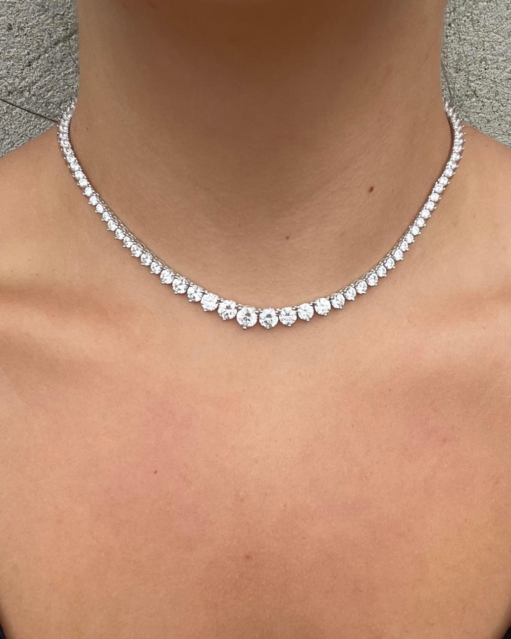 Graduating Tennis Necklace ~ White Gold