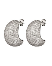Pave Bubble Dome Earrings - White Gold