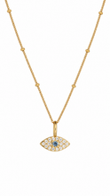 Aqua Evil Eye necklace 14ct Gf