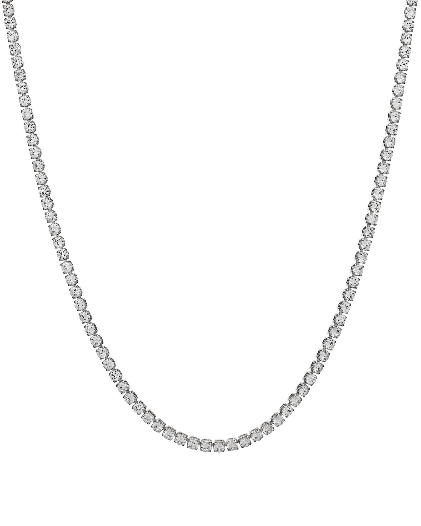 New! White Gold Tennis Necklace