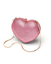 New! Baby Pink Crystal Heart Clutch