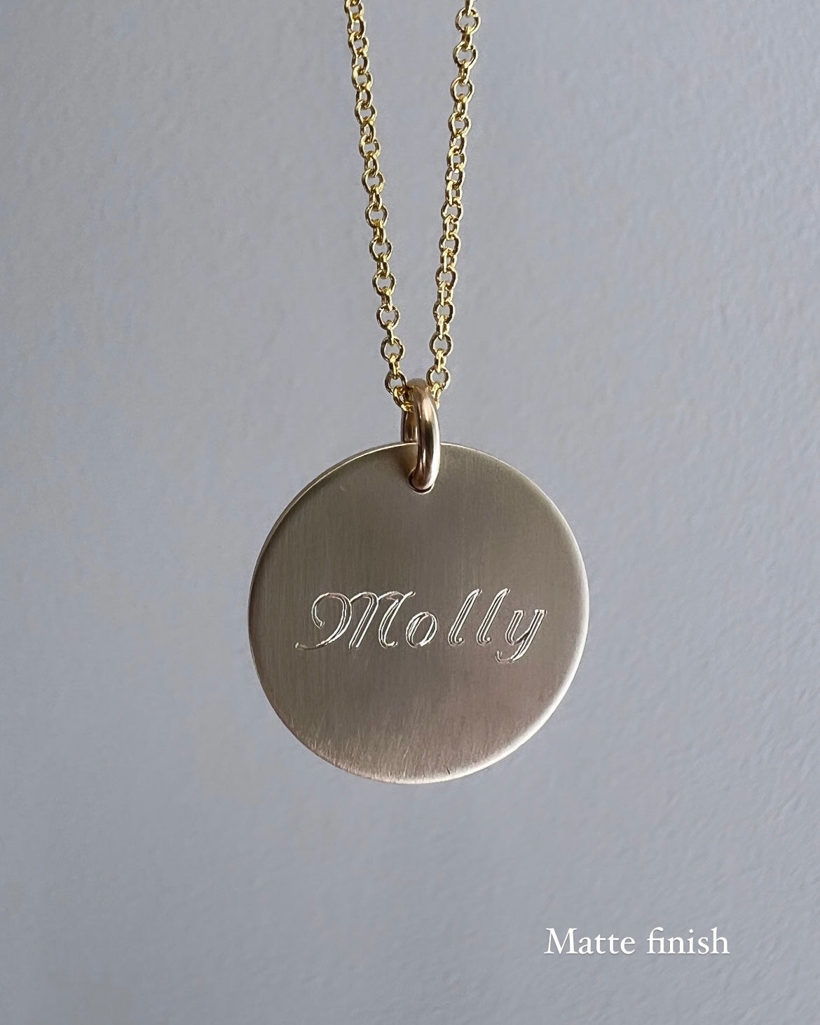 New! Engravable disc necklace on plain chain