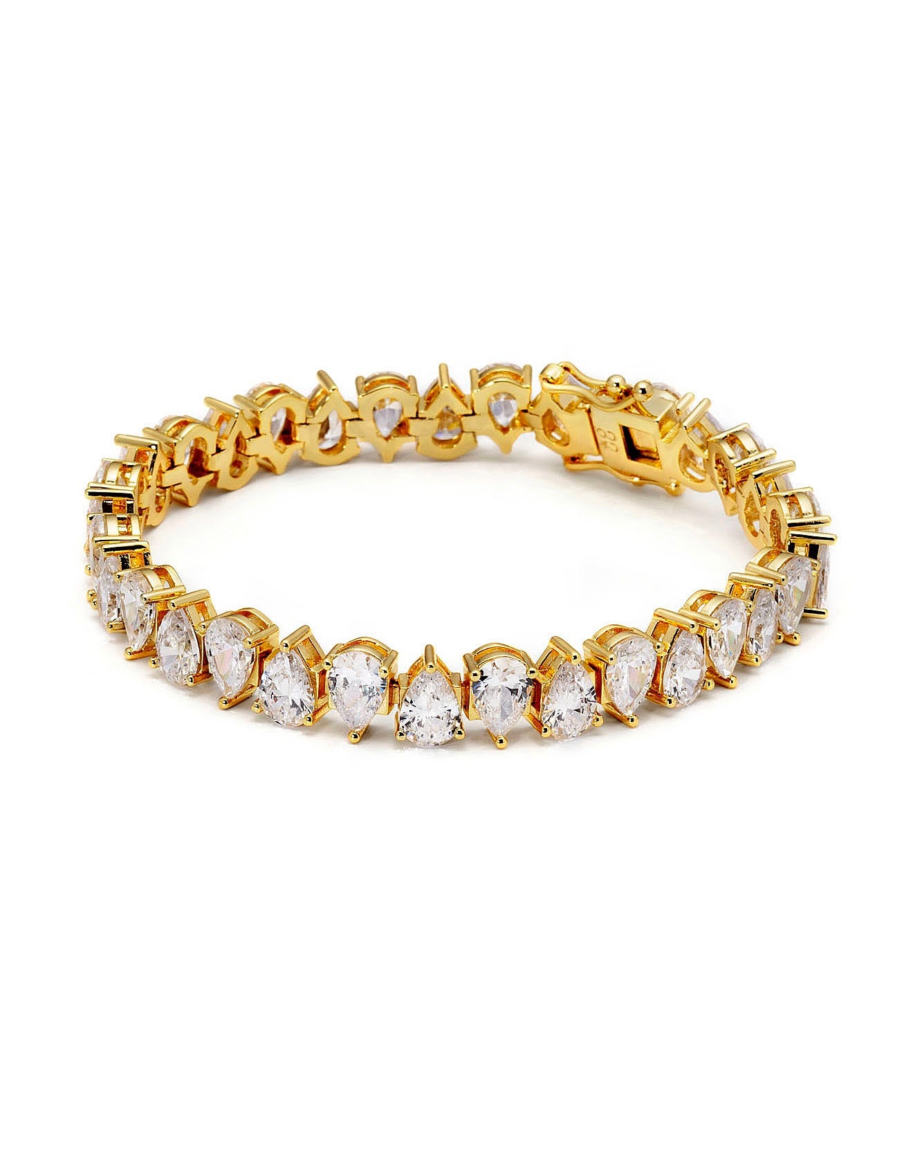 Large Pear Crystal Bracelet ~ Gold