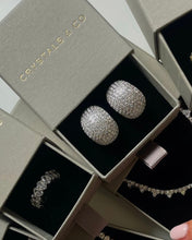 Pave Bubble Dome Earrings - White Gold