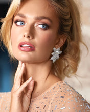 Crystal Leaf Earrings Silver