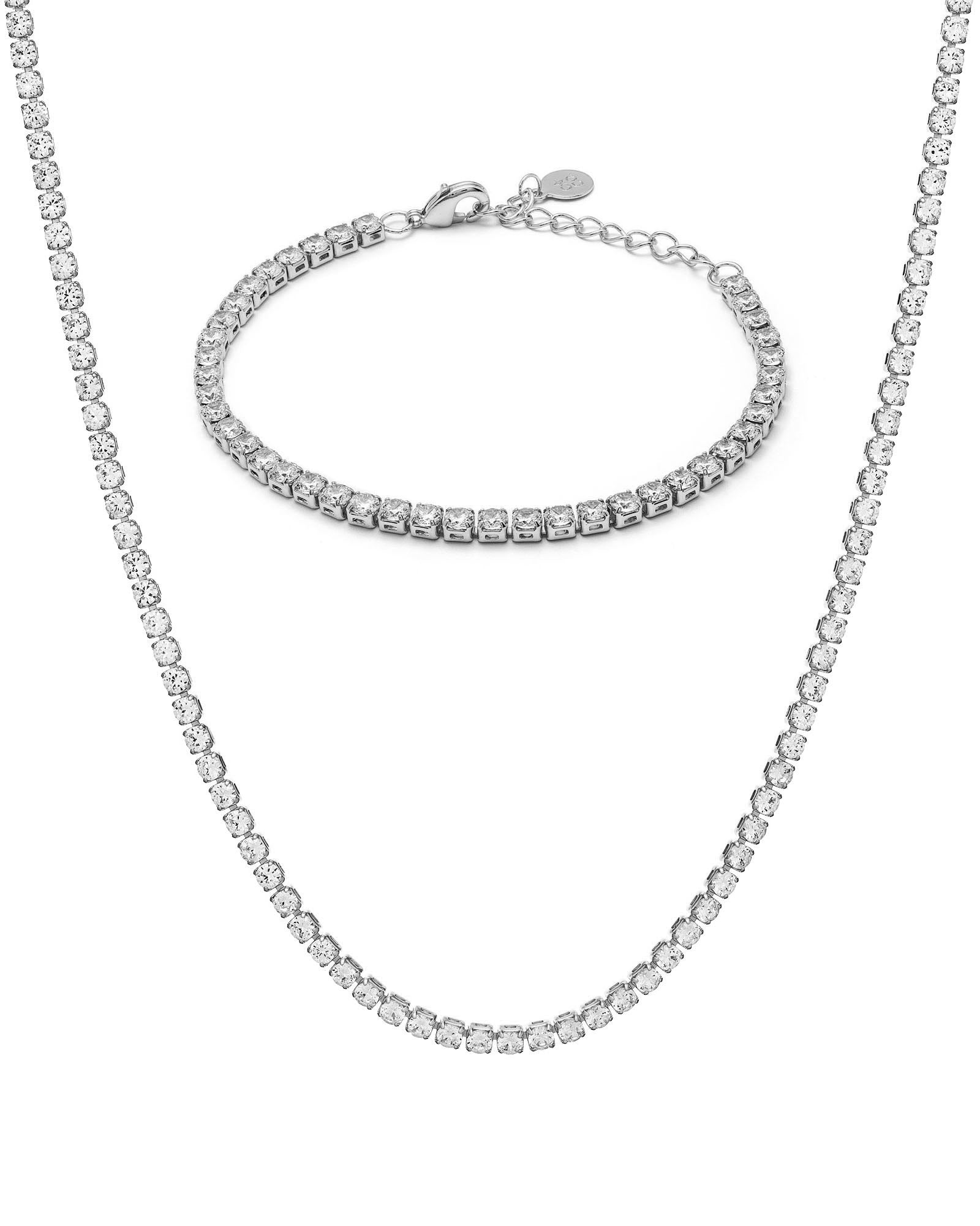 New! White Gold Tennis Set