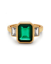Emerald Cut Vintage Ring, Green & Clear