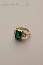 Emerald Cut Vintage Ring, Green & Clear