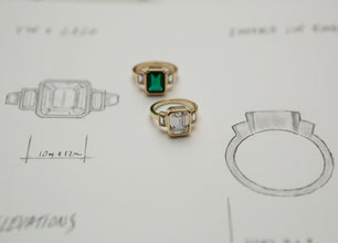 Emerald Cut Vintage Ring, Green & Clear