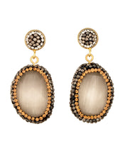 White Cabochon Drop Earrings