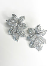 Crystal Leaf Earrings Silver