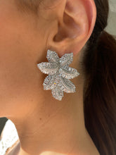 Crystal Leaf Earrings Silver