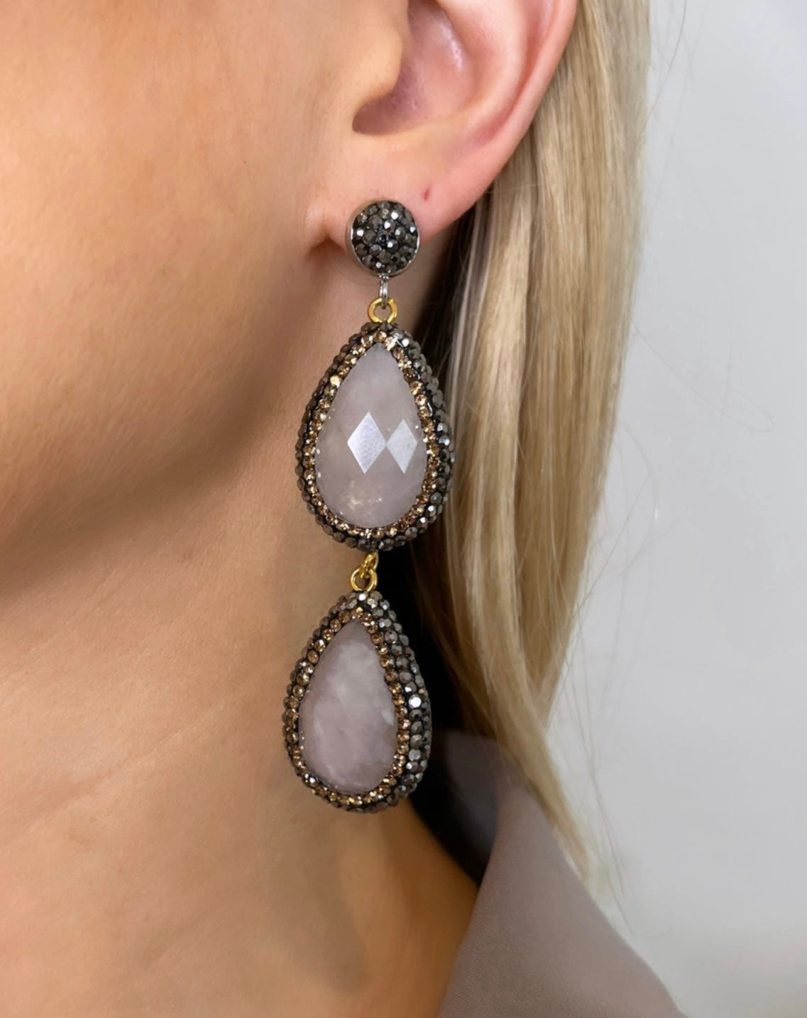 Rose Quartz Single Drop Earrings