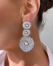White Three Drop Earrings