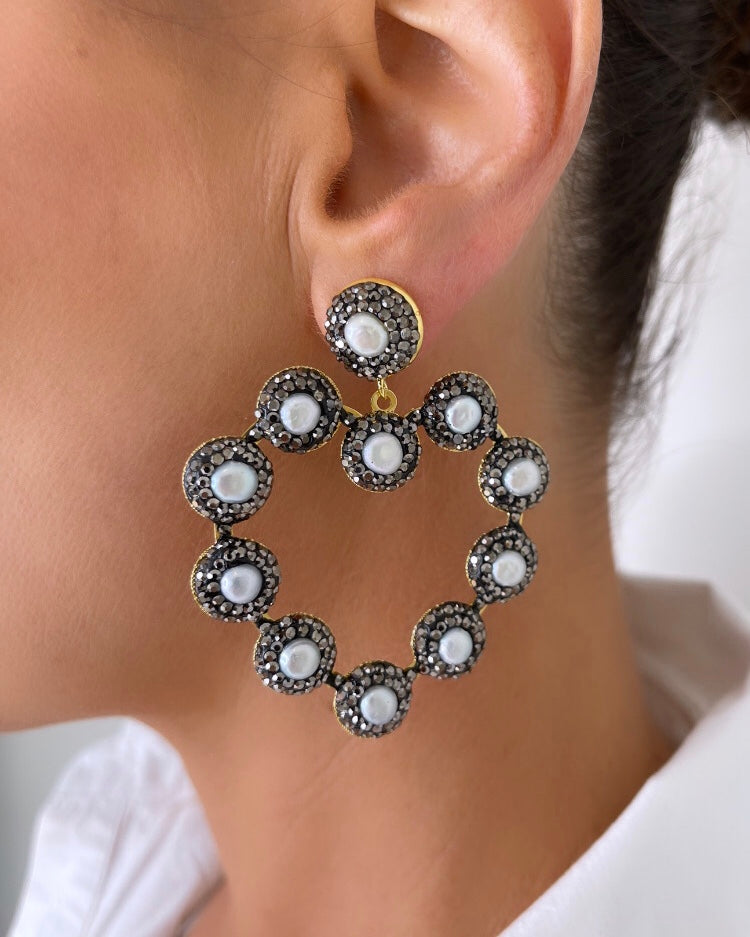 Sale! Black Diamond Heart Earrings