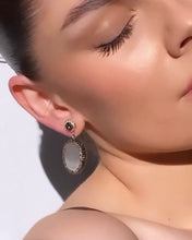 White Cabochon Drop Earrings